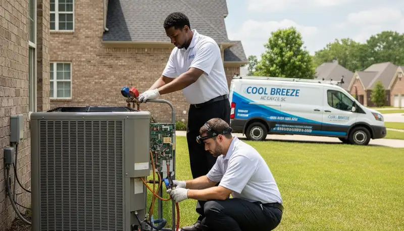 Professional AC repair technician servicing air conditioner unit in Columbia SC