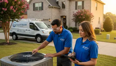 HVAC technician performing residential AC repair service in Columbia, SC