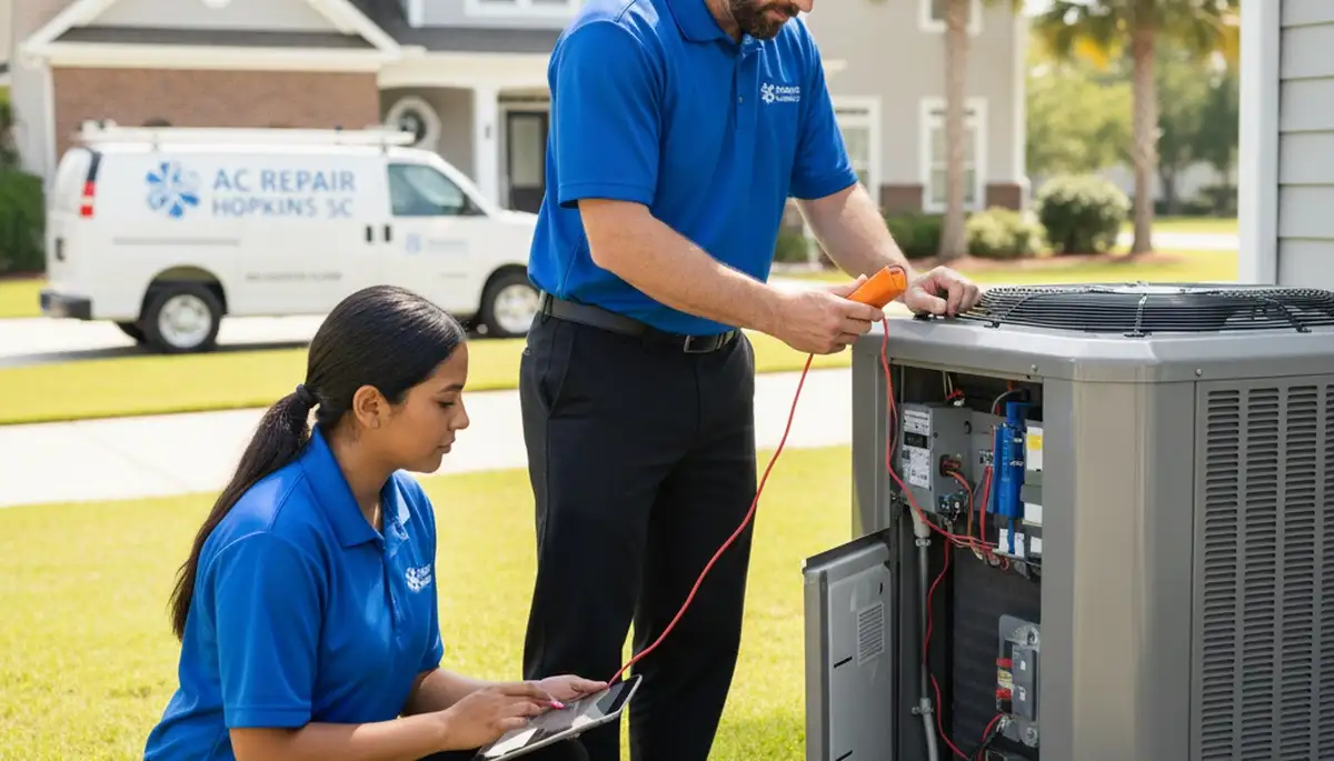 Professional AC repair technician servicing home cooling system in Columbia SC