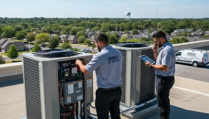 Professional AC repair technician servicing home cooling system in Columbia SC