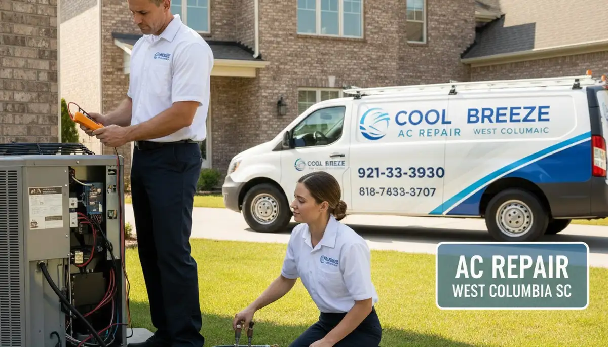 Professional AC repair technician servicing air conditioning unit in Columbia SC