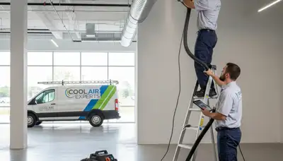 Technician cleaning air ducts for HVAC system in Columbia, SC home by Five Star Cooling