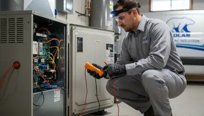 Technician performing furnace repair in Columbia, SC for Five Star Cooling heating service