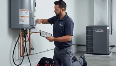 Technician performing water heater repair in Columbia, SC for Five Star Cooling homes